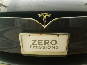 Tesla Zero Emissions license plate.